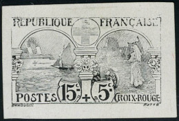 N° 156, 15 + 5c Croix Rouge épreuve Du Poinçon Original En Noir, RRR, Signé + Certificat... - Autres & Non Classés