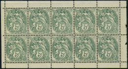 Neuf Sans Charnière N° 111F, 5c Type Blanc, Bloc De 10, 5 Paires Verticales De Carnets, T.B. - Autres & Non Classés