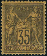 Neuf Avec Charnière N°93. 35c Violet-noir Sur Jaune. T.B. - Autres & Non Classés