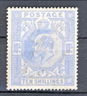 UK Edward VII 1902 N. 120 - 10 Scellini Azzurro Fil. Ancora N. 9 MLH Cat. € 1000 - Sin Clasificación
