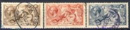 UK Giorgio V 1913 Serie N. 153-155 Fondo A Linee Orizzontali Fil 14 Usati Catalogo € 1100 - Unclassified