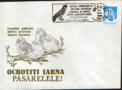 Romania- Occasional Envelope 1989 Suceava - Birds - Feed Birds In Winter - Goldfinch ( Carduelis Carduelis) - Mechanical Postmarks (Advertisement)