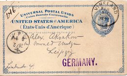 Etats Unis Entier Postal Pour L'Allemagne 1899 - ...-1900