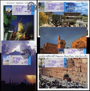 ISRAEL (2016). Carte MAXIMUM Card - MAOR - JERUSALEM 2016 - Western Wall, Menorah, Shrine Book, Tower David, Windmill - Maximum Cards