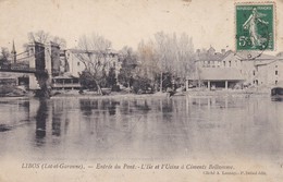 47----LIBOS---entrée Du Pont--l'ile Et L'usine à Ciments Belhomme--- Voir 2 Scans - Libos