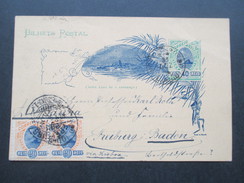 Brasilien 31.12.1895 Ganzsache Mit Zusatzfrankatur Nach Freiburg. Interessante Karte?! Neste Lado So O Endereco - Covers & Documents