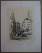 FERKELMARKT - Place Des Grandes Boucheries - Lithographie Originale En 2 Tons De E. Lemaitre, Dessiné Par E. Laville - Estampas & Grabados