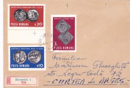 BV5555  HISTORY COINS ARCHEOLOGY 3X STAMPS   ON  RGD COVER 1970 VERY RARE! ROMANIA. - Briefe U. Dokumente