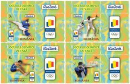 ROMANIA, 2016, SUMMER OLYMPIC GAMES, BRAZIL, Sport, Set Of 4 + Label, MNH (**), LPMP 2114 - Ungebraucht