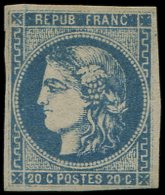 46Ad 20c. BLEU OUTREMER, T III R I, Jolie Nuance, TB, Certif. Calves - Autres & Non Classés