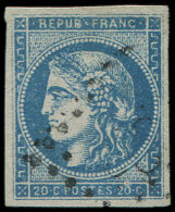 45C  20c. Bleu, T II, R III, Obl., TTB - Autres & Non Classés