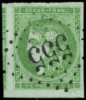 42B   5c. Vert-jaune, R II, Obl. GC 555, Voisin à Gauche, Frais Et Superbe - Autres & Non Classés