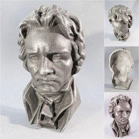 ° TETE BEETHOVEN EN FONTE NOIRCIE + Musicien Musique Statue - Andere & Zonder Classificatie