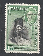 NYASSALAND     1945 King George VI, Local Motives  USED   KING AFRICAN RIFLES - Nyassaland (1907-1953)
