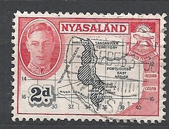 NYASSALAND     1945 King George VI, Local Motives  USED  MAP - Nyassaland (1907-1953)