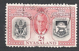 NYASSALAND      1951 The 60th Anniversary Of British Protectorate Nyasaland    USED - Nyasaland (1907-1953)