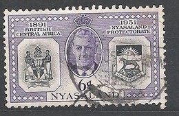 NYASSALAND      1951 The 60th Anniversary Of British Protectorate Nyasaland    USED - Nyassaland (1907-1953)