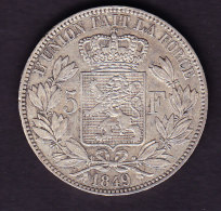 BELGIQUE MORIN N° 39a 1849 UNC, SILVER, LEOPOLD I. (3P68) - 5 Francs