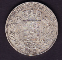 BELGIQUE MORIN N° 39a 1849 UNC, SILVER, LEOPOLD I. (3P68) - 5 Frank