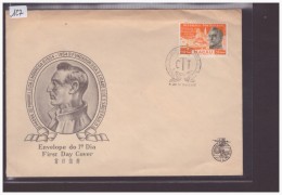 MACAO - FDC 1954 - ( PETIT PLI AU TIMBRE ET AU COIN DE L'ENVELOPPE ) - FDC