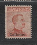 Francobolli Colonie Italiane Egeo Calino 1917 Michetti 20 C. Arancio Senza Filigrana Sassone N.9 MLH - Egeo (Calino)