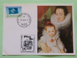 United Nations (Vienna) 1990 Special Cancel Wien '90 On Card Flag - Woman And Child Painting By Antonius Van Dyck - Cartas & Documentos