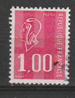 FRANCE N° 1892 1F ROUGE TYPE BECQUET BANDE DE PHOSPHORE DISJOINTE OBL - Oblitérés