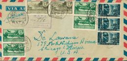 283(2), 288(4), 310(3) SOBRE 1955. Diversos Valores. Certificado De BATA (GUINEA ECUATORIAL) A CHICAGO (U.S.A.) Al Dorso - Otros & Sin Clasificación