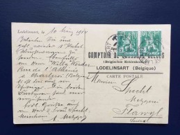 LODELINSART 1914, PERFINS COMPTOIR DE CHARBONS BELGE, Carte Postale Pour La Suisse, Bonne Qualité - 1909-34