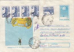 53005- UT-15 PARACOMANDER PARACHUTTE, PARACHUTTING, REGISTERED COVER STATIONERY, 1996, ROMANIA - Parachutespringen