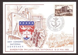 France - 1951 - CP Congrès National De Bordeaux - Châteaudun - Cachet Cinquantenaire Troupes Coloniales - Ancre - Briefe U. Dokumente