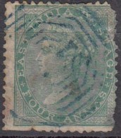 Four Annas Green Used 4as Elephant Watermark 1865 British India Used Renouf / Cooper, As Scan - 1858-79 Crown Colony