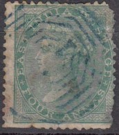 Four Annas Green Used 4as Elephant Watermark 1865 British India Used Renouf / Cooper, As Scan - 1858-79 Compagnie Des Indes & Gouvernement De La Reine