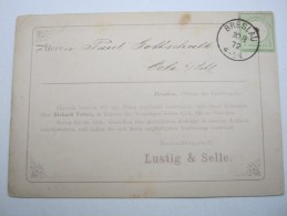 BRESLAU , Klarer Stempel Auf Vertreterkarte , Sehr Dekorativ 1872 - Lettres & Documents