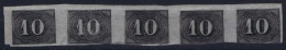 Brasil: 1849 Mi Nr 11 In Strip Of 5 With 2 Hinges At The Back - Ungebraucht