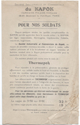 Dépliant Publicitaire à Deux Volets/ Soc. Ind. Et Com. Du KAPOK/Thermopok/Paris/Vers19101920      VPN73 - 1914-18