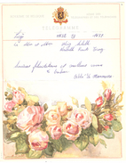 TELEGRAMME De LIEGE (  Trooz ), MARIAGE Belgique, Illustré De Roses ; Abbé De Marmesse ; Armoiries ; Années 50; TB - Telegraph [TG]