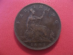 Grande-Bretagne - UK - Farthing 1893 Victoria 3795 - B. 1 Farthing