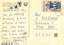 L1932 - Czechoslovakia (1979) Lucany Nad Nisou (postcard: Jizerske Mountains) Stamp: Folk Art (shifting Perforation) - Variedades Y Curiosidades