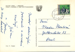 L1935 - Czechoslovakia (1968) Hrob (postcard: The Ore Mountains, Mikulov) Stamp: City Kosice (shifting Color) - Variedades Y Curiosidades