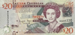 EAST CARIBBEAN STATES 20 DOLLARS ND (2012) P-53 UNC WITH MARKS FOR THE BLIND [ECS237a] - East Carribeans