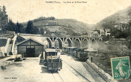 Vabre - La Gare Avec Train Et Le Pont Neuf - Vabre