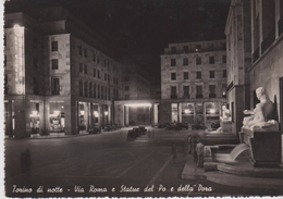 CPSM 10X15 . ITALIE . TORINO . Via Roma E Statue Del Po E Della Dora (Giornale "Gazzetta Del Popolo ") - Other Monuments & Buildings