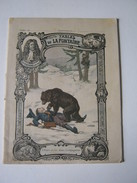 CAHIER ECOLE 1904 ENTIEREMENT ECRIT LES FABLES DE LA FONTAINE L'OURS ET LES DEUX COMPAGNONS  Dessin MIMARD  Imp GODCHAUX - Infantiles