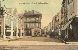 CPA - CASTELSARRASIN (82) - Vue De La Rue De La Révolution Et Du Marché Couvert Au Début Du Siècle - Carte Aspect Toilé - Castelsarrasin