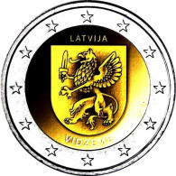 2 Euro Lettonia  Lettland Latvia 2016  Region Vidzeme -  LION / DRAGON SABER - COIN UNC FROM MINT ROLL - Lettonia