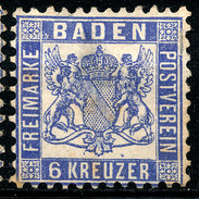 Stamp German States Baden 1862-65 6kr  Mint Lot8 - Neufs