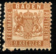 Stamp German States Baden 1862-65 9kr  Mint Lot17 - Neufs