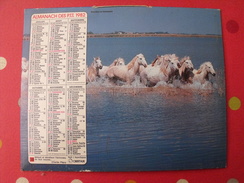 Calendrier Illustré En Carton De 1982. Almanach Des PTT Postes Facteur. Chevaux Camargue Méditerranée Cannes - Big : 1981-90