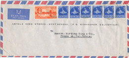 India Air Mail Cover Sent To USA 4-7-1960 MAP On Stamps - Poste Aérienne